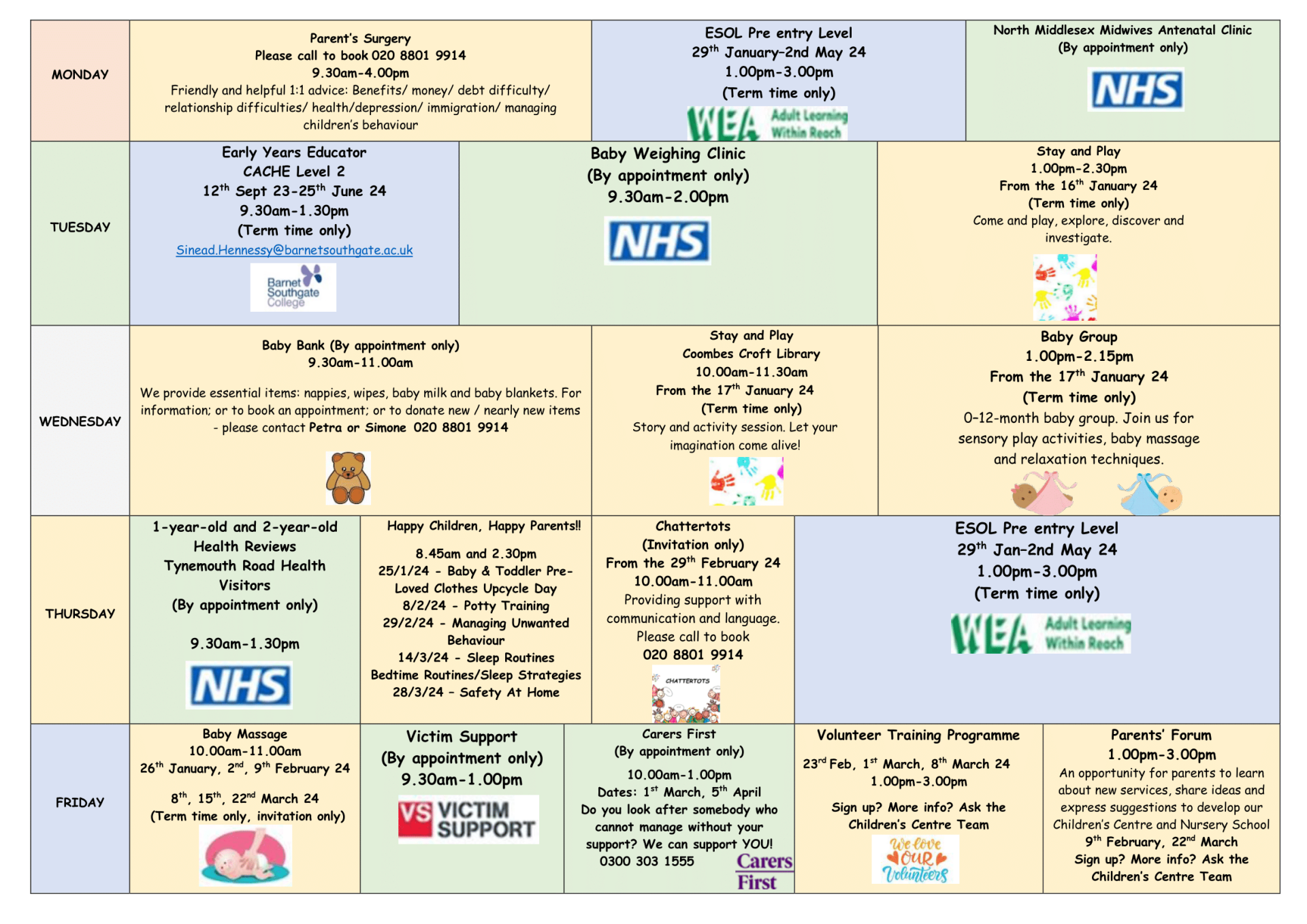 Pembury House Nursery - Timetable